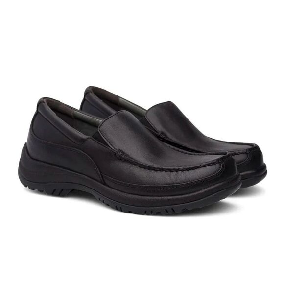 Dansko Mens Wayne Full Grain Slip-On Shoes Black Leather EU 43 US 9.5-10 NIB - Picture 1 of 6
